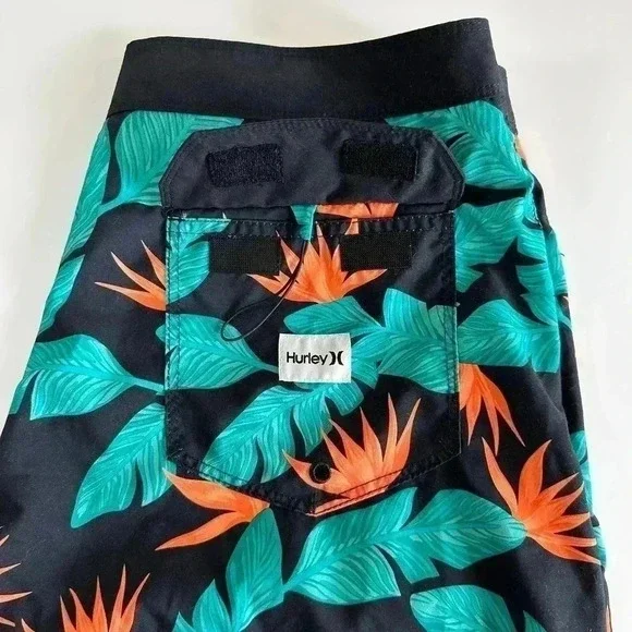 Hurley Hawaiian Flower Men's Swim Trunks Size 32 Floral Board Shorts Pocket